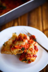 Stuffed cabbage rolls with rice and meat
