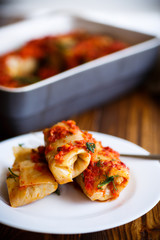 Stuffed cabbage rolls with rice and meat