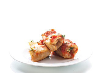 Stuffed cabbage rolls with rice and meat