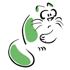 Cat holding his stomach