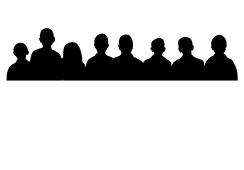 isolated silhouette of a crowd of people, portrait collection