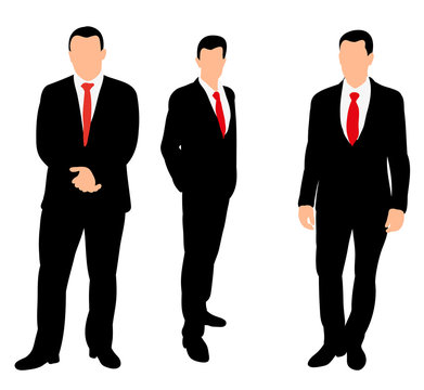 vector isolated silhouette of a business man stands in a tie