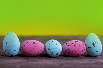 Easter eggs concept. green background