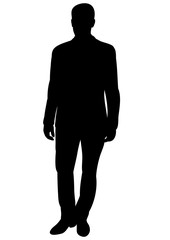  isolated silhouette man standing, black