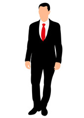 isolated silhouette man in a tie
