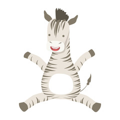 Fototapeta na wymiar Zebra Cute Toy Animal With Detailed Elements Part Of Fauna Collection Of Childish Vector Stickers