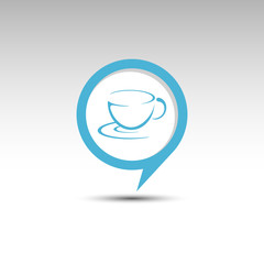Coffee cup in speech balloon vector logo. Speech balloon Cup icon illustration.