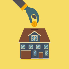 Fototapeta na wymiar Save money for house. Vector illustration