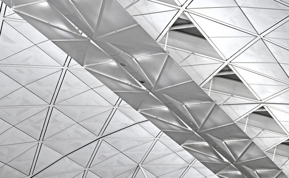Abstract Architectural background. Architectural forms.Ceiling at airport - modern architecture
