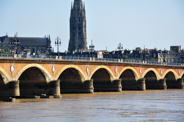 Stone bridge over the Garonne, Bordeaux, France