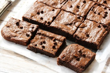 Homemade Fudge Brownies, selective focus