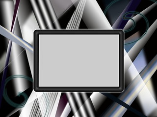 абстрактный фон в черных серых и белых тонах с черной рамкой в центре       