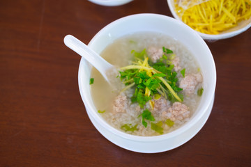 Boiled rice pork - Thai style breakfast