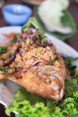  Minced Tilapia fish spicy salad with herbs
