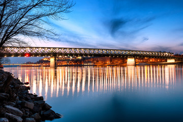New bridge over Danube in Bratislava at evening, Slovakia, Europe