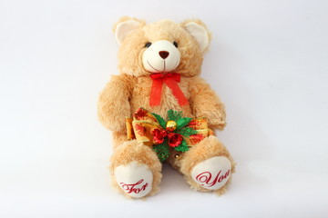 Keith Brown Bear and Christmas bells on a white background.