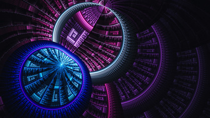 Meridians earth. Clockwork. Protective field. 3D surreal illustration. Sacred geometry. Mysterious psychedelic relaxation pattern. Fractal abstract texture. Digital artwork graphic astrology magic