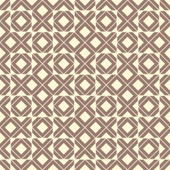 Geometric seamless pattern background. Simple graphic print. Vector repeating line texture. Modern rhombus swatch. Minimalistic shapes. Stylish monochrome trellis grid. Trendy hipster sacred geometry