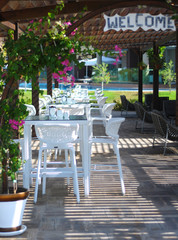 Restaurant Tables at the Beach Hotel in Turkey