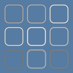 Square nautical ropes vector frames set