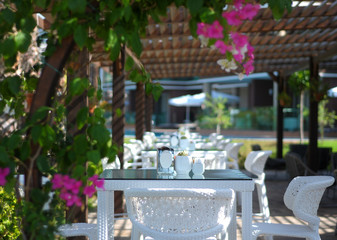 Restaurant Tables at the Beach Hotel in Turkey