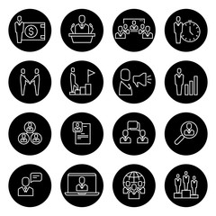 Business people team relationship, human management thin line