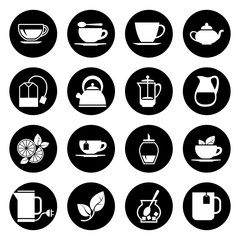 Tea vector icons set in black and white