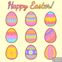 A vector illustration of colorful Easter eggs