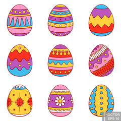 A vector illustration of colorful Easter eggs