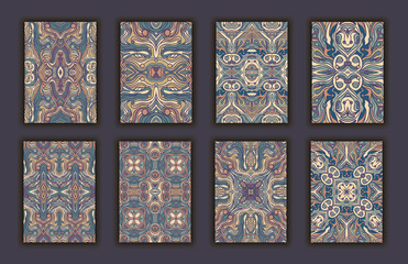 Collection retro cards. Ethnic abstract backgrounds. Card of invitation.