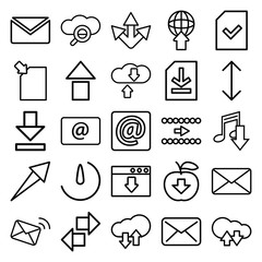 Set of 25 download outline icons