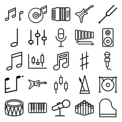 Set of 25 musical outline icons