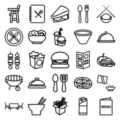 Set of 25 lunch outline icons