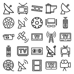 Set of 25 television outline icons