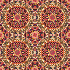 Ornate floral seamless texture, endless pattern with vintage mandala elements.