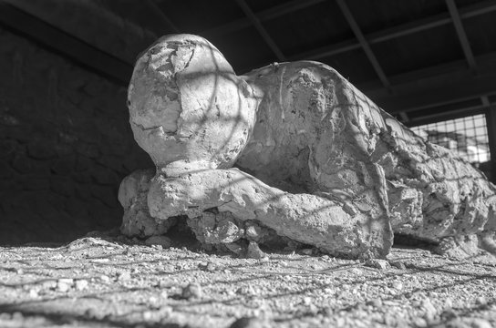 A victim in Pompeii of the eruption of Mt Vesuvius