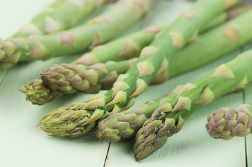 Green asparagus head closeup