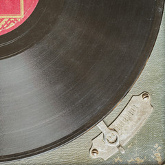 Vintage turntable vinyl record player with speed regulator
