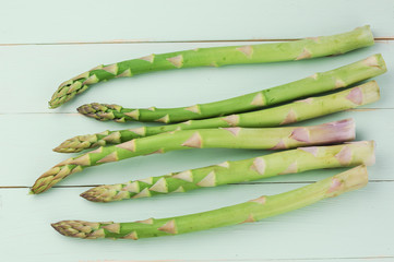 Green asparagus head closeup