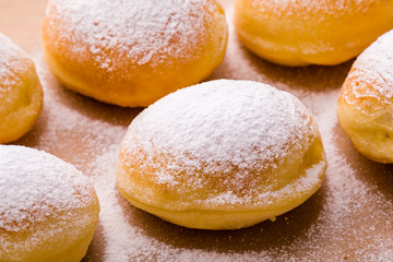 homemade donut with powder sugar