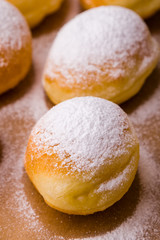 homemade donut with powder sugar