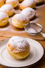 homemade donut with powder sugar