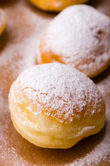 homemade donut with powder sugar