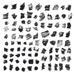 Abstract background. Set of vector ink strokes with a dry brush.