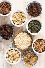 Healthy granola muesli ingredients