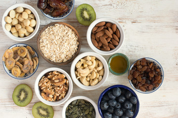 Healthy granola muesli ingredients