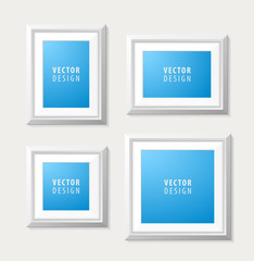 Set of Realistic Minimal Isolated White Frames on White Background for Presentations. Vector Elements