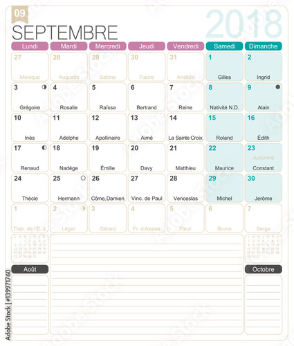 2018 september calendar printable
