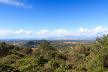 Fototapeta na wymiar Palma de Majorca panorama, Serra de Tramuntana mountains and Mediterranean Sea, Spain