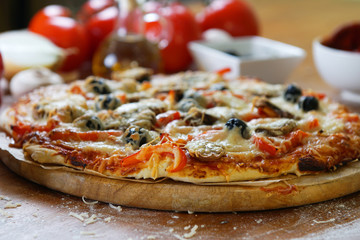 Baked pizza